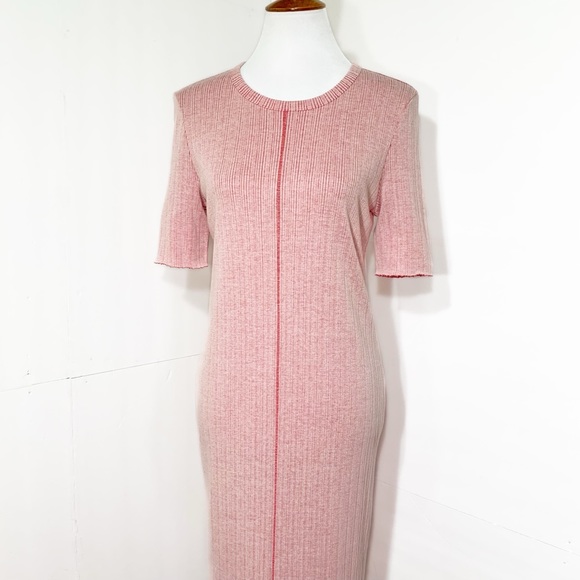 SOLD-Rag & Bone Two Tone Pink Ribbed Midi Dress - Picture 10 of 16